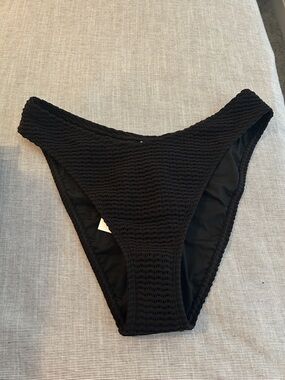 J. Crew Black Textured High-Cut Bikini Bottom